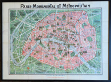 Load image into Gallery viewer, Robelin Map Of Paris Monumental Et Metropolitain Circa.1930