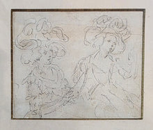 Load image into Gallery viewer, Samuel Shelley O.W.S Pencil Study Of Two Ladies In Fashionable Hats Circa.1785