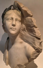 Load image into Gallery viewer, A Gennai Italian Art Nouveau Alabaster Portrait Of Sappho Circa.1890