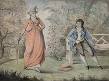Load image into Gallery viewer, JH Ramberg 18th.Century Watercolour Drawing An Elegant Couple In A Garden Circa.1785