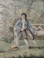 Load image into Gallery viewer, JH Ramberg 18th.Century Watercolour Drawing An Elegant Couple In A Garden Circa.1785