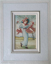 Load image into Gallery viewer, Kate Greenaway Watercolour Drawing Gathering Rose Petals Circa.1880.