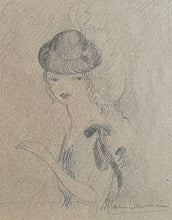 Load image into Gallery viewer, Marie Laurencin Pencil And Watercolour Portrait Study Of Alicia Markova In Les Biches 1925
