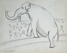 Load image into Gallery viewer, Dame Laura Knight R.A. Charcoal Drawing The Circus Elephant Circa.1930