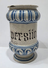 Load image into Gallery viewer, 18th.Century Italian Maiolica Albarello E. Filonio Persiio Savona Circa.1700