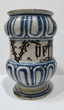 Load image into Gallery viewer, 18th.Century Italian Maiolica Albarello V. Deffensiu Savona Circa.1700
