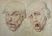Load image into Gallery viewer, Thomas Rowlandson Pen Ink & Watercolour Drawing Physiognomical Head Studies Depicting Anger & Despair Circa.1790