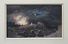 Load image into Gallery viewer, Circle Of John Martin Watercolour Drawing The Great Fire Of Edinburgh November 15 1824