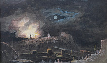 Load image into Gallery viewer, Circle Of John Martin Watercolour Drawing The Great Fire Of Edinburgh November 15 1824