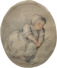 Load image into Gallery viewer, Francesco Bartolozzi R.A. Red And Black Chalk Drawing The Infant Mary Augusta Locke Asleep Circa.1776