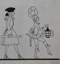 Load image into Gallery viewer, Georges Barbier French School Early 20th.Century Original Pen Drawing For Rostand's Casanova 1919