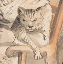 Load image into Gallery viewer, John Nixon Watercolour Drawing Mrs Nixon Holding Her Cat 1788