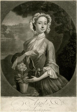 Load image into Gallery viewer, 18th.Century Reverse Glass Painting Of A Lady With An Auricula Circa.1745