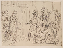 Load image into Gallery viewer, William Hamilton R.A. Pen And Ink Drawing King Edgar's First Interview With Queen Ælfthryth Circa.1774