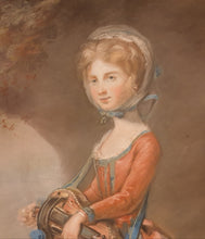 Load image into Gallery viewer, John Russell R.A. 18th.Century Pastel Painting Young Girl Playing A Hurdy-Gurdy