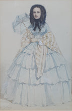 Load image into Gallery viewer, Edmond Eugénie Morin Pencil And Watercolour Drawing Lady Wearing A Crinoline 1858