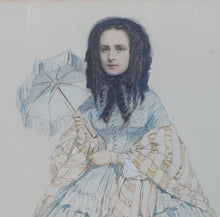 Load image into Gallery viewer, Edmond Eugénie Morin Pencil And Watercolour Drawing Lady Wearing A Crinoline 1858
