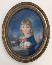 Load image into Gallery viewer, 18th.Century Pastel Portrait A Boy With His Pet Rabbit Circa.1785
