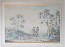 Load image into Gallery viewer, William Woollett Watercolour Drawing Two Sportsmen With Their Dogs In A Landscape Circa.1760