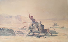 Load image into Gallery viewer, Jean Nicolas Henri De Chacaton French School Orientalist Watercolour The Lion Hunt 1841