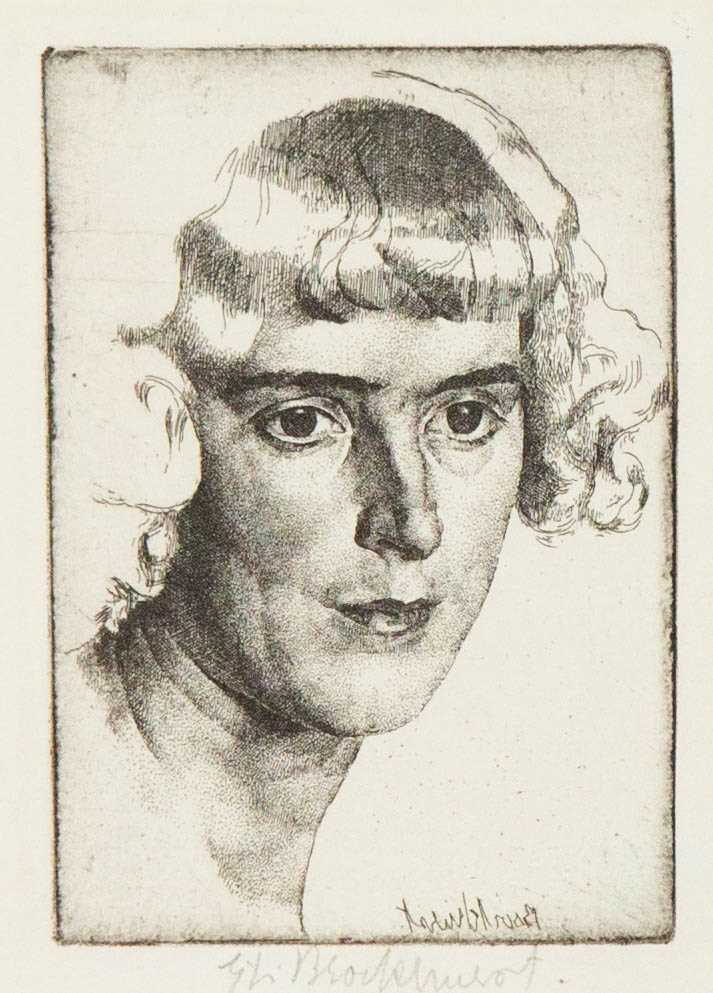 Gerald Leslie Brockhurst Etching  Amanda No.1 (Marguerite) 1920