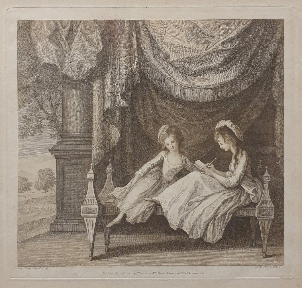 Lady Diana Beauclerk Stipple Engraving By Francesco Bartolozzi The Artists Daughters 1780