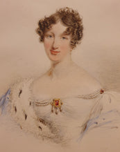 Load image into Gallery viewer, Thomas Overton Watercolour Portrait Lady Blanche Georgiana Howard Countess Of Burlington Wearing Coronation Robes 1837
