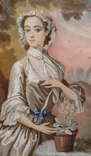 Load image into Gallery viewer, 18th.Century Reverse Glass Painting Of A Lady With An Auricula Circa.1745
