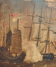 Load image into Gallery viewer, Mid 19th.Century Oil Painting HMS Hyacinth And HMS Volage Engaging Chinese War Junks The Battle Of Chuenpi 1839
