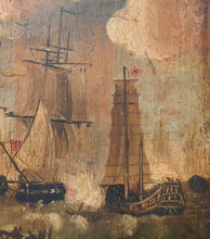 Load image into Gallery viewer, Mid 19th.Century Oil Painting HMS Hyacinth And HMS Volage Engaging Chinese War Junks The Battle Of Chuenpi 1839
