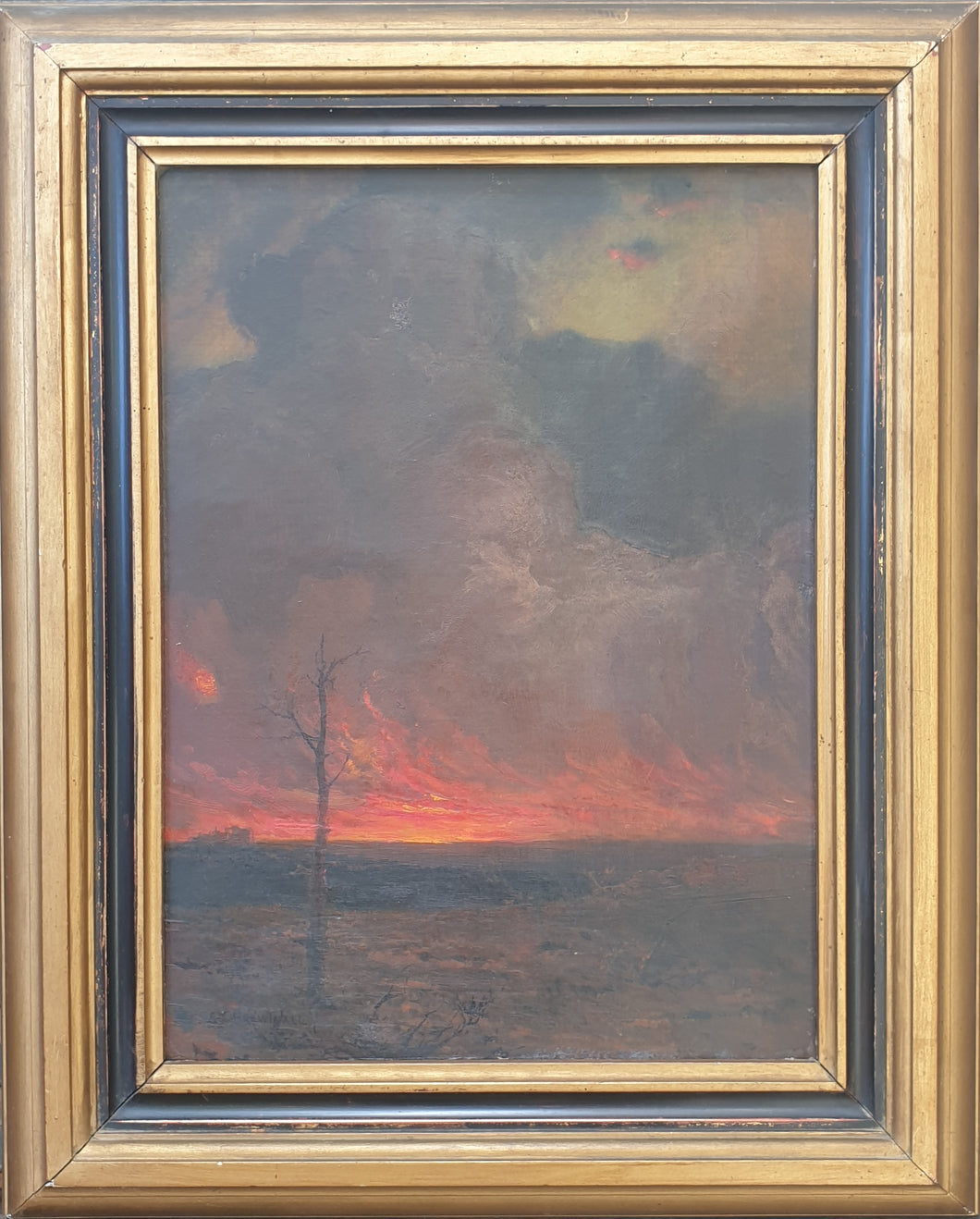 Edward Frederick Brewtnall R.W.S. Landscape Oil Painting Winter Sunset Circa.1880