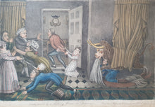 Load image into Gallery viewer, Attr. M Egerton Early 19th.Century Caricature Watercolour Drawing Terror Caused By A Rocking Horse In Disguise Circa.1820
