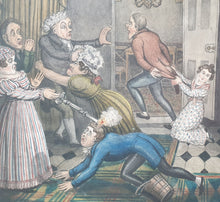 Load image into Gallery viewer, Attr. M Egerton Early 19th.Century Caricature Watercolour Drawing Terror Caused By A Rocking Horse In Disguise Circa.1820
