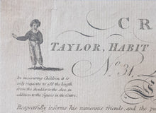 Load image into Gallery viewer, Georgian Trade Card Crane Taylor Habit &amp; Pelisse Maker London Circa.1800
