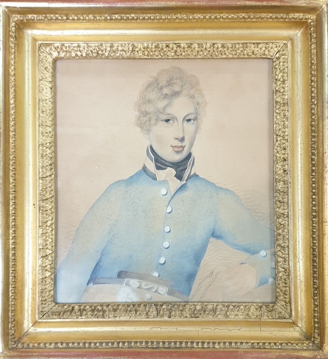 Georgian Watercolour Portrait Of A Midshipman Circa.1800