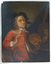 Load image into Gallery viewer, Dutch School 17th.Century Oil On Panel Circle Of Arnold Boonen Artists Self Portrait
