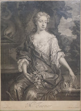 Load image into Gallery viewer, I Beckett Mezzotint Engraving After Sir Godfrey Kneller Mrs Turnor Circa.1685
