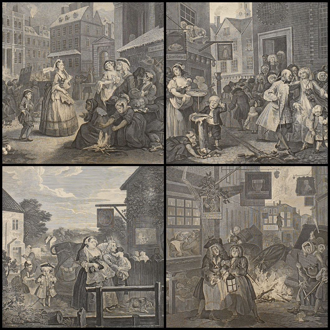 William Hogarth Set Of Copper Engravings The Four Times Of Day