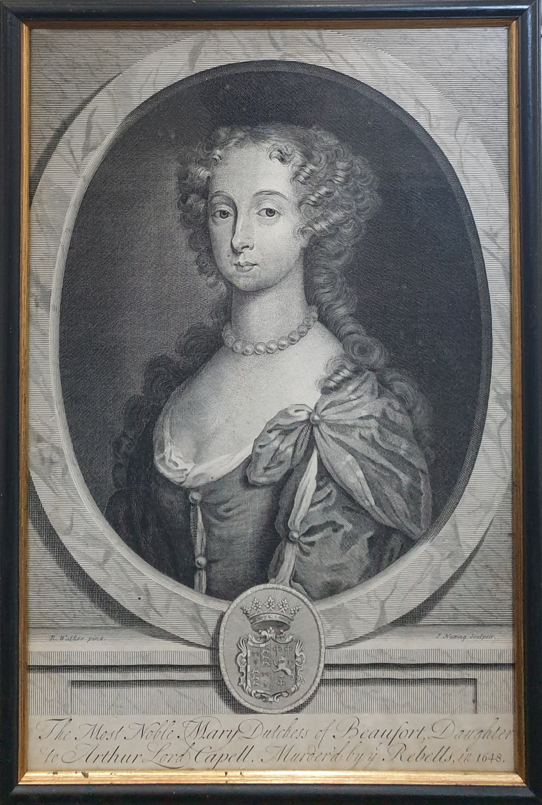 The Most Noble Mary Dutchess Of Beaufort 17th.Century Copper Engraved Portrait Of The Celebrated Gardener And Botanist