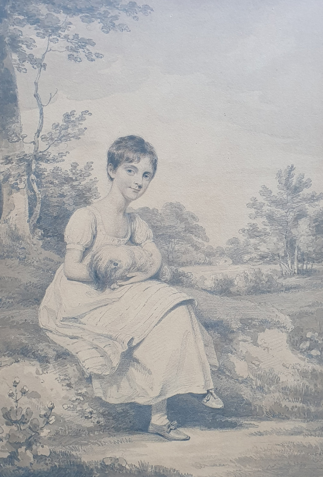 Henry Edridge A.R.A Portrait Of Jane Sarah Wightwick Knightley With Her Dog 1802