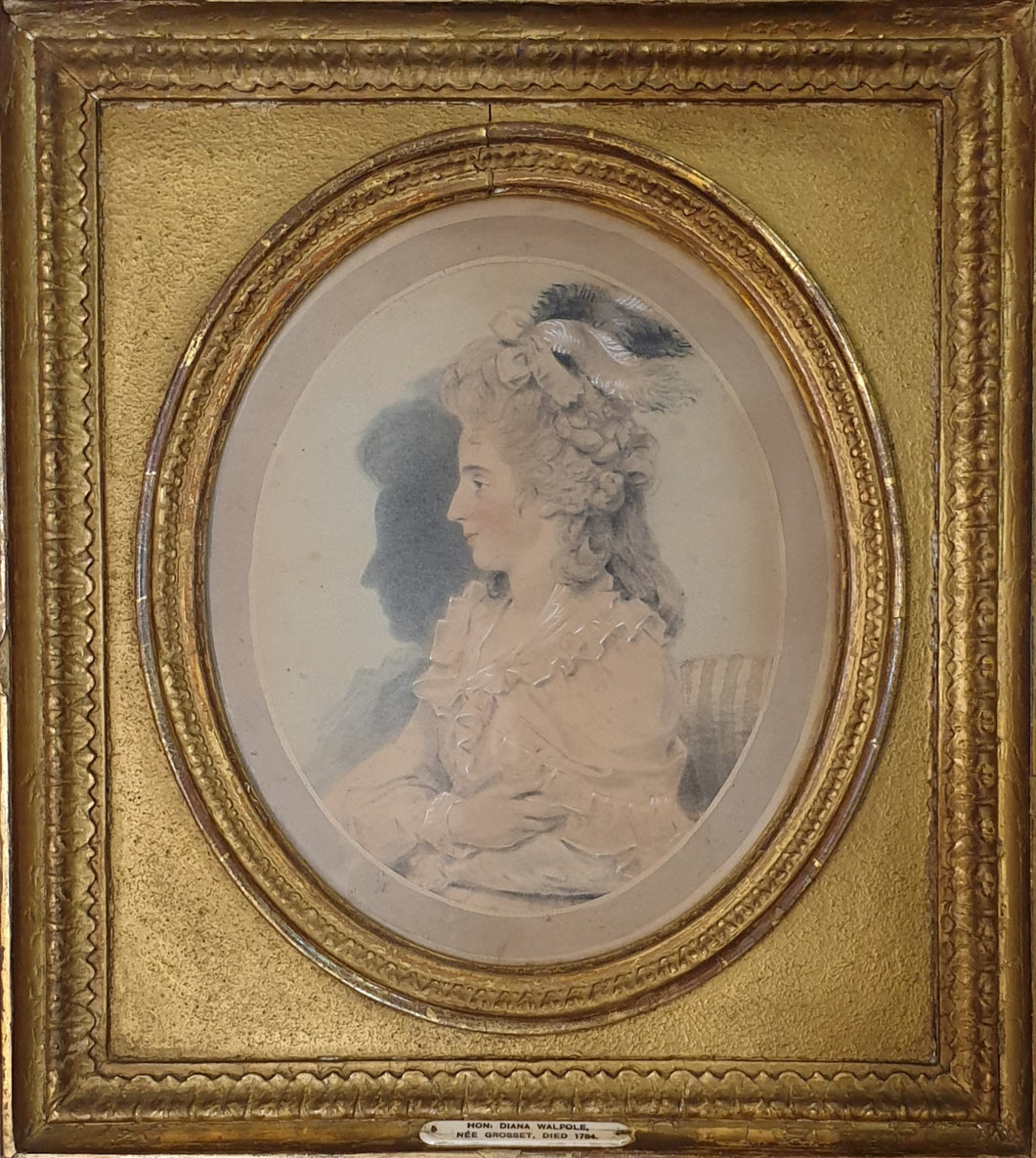 John Downman A.R.A Watercolour Portrait The Honourable Diana Walpole Née Grosset Circa.1784