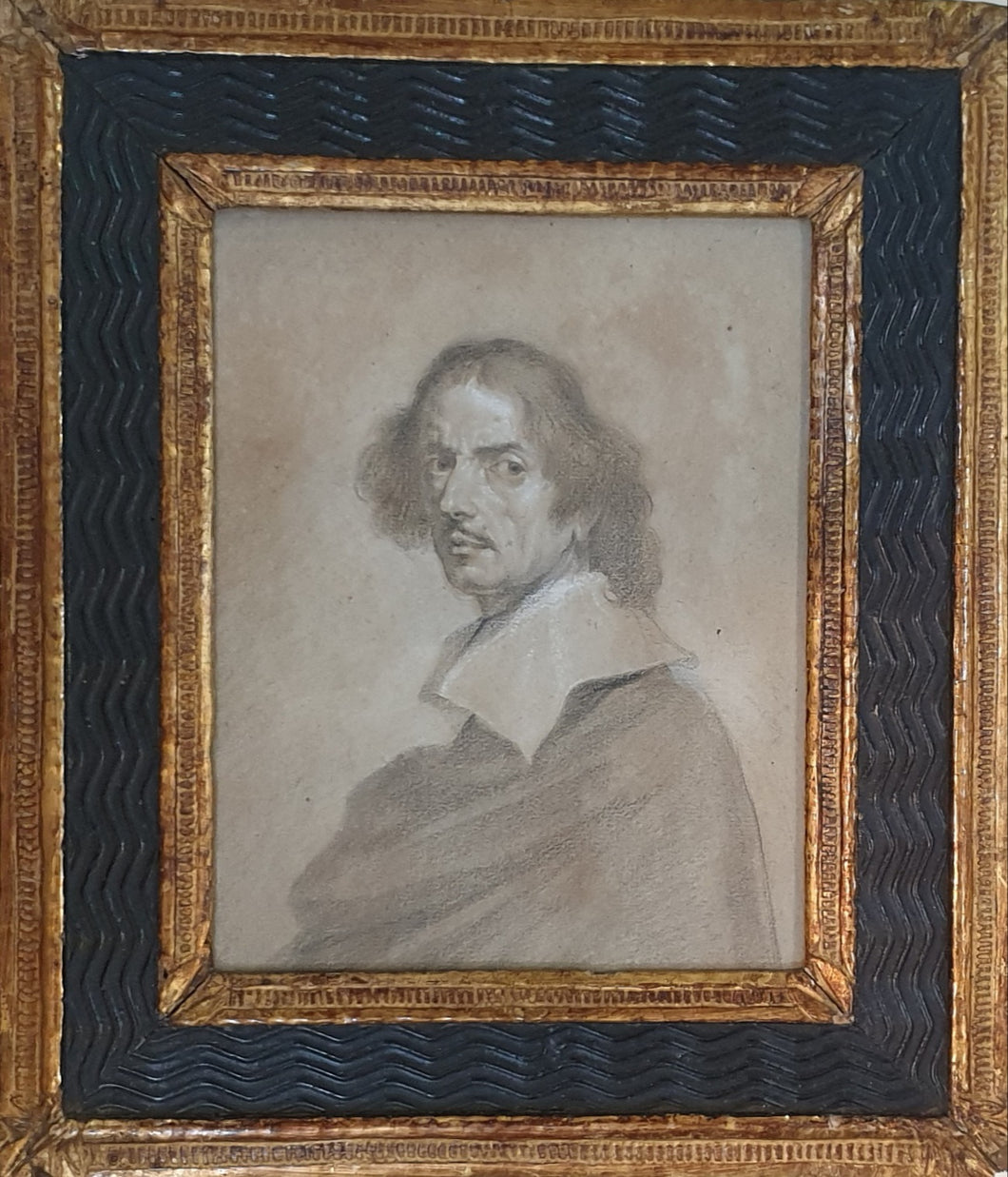 Jan Miel 17th.Century Self Portrait Drawing