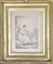 Load image into Gallery viewer, Henry Edridge A.R.A Portrait Of Jane Sarah Wightwick Knightley With Her Dog 1802
