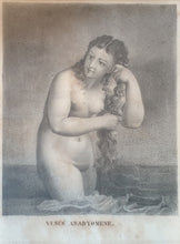 Load image into Gallery viewer, French School Early 19th.Century Charcoal Drawing Venus Anadyomene Circa.1820
