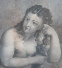 Load image into Gallery viewer, French School Early 19th.Century Charcoal Drawing Venus Anadyomene Circa.1820
