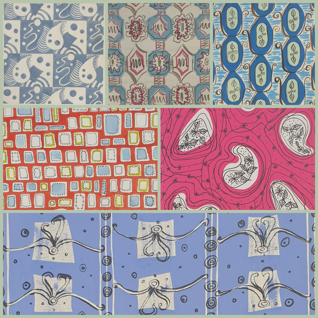 Cavendish Textiles A Studio Archive Of Mid 20th.Century Watercolour Pattern Designs