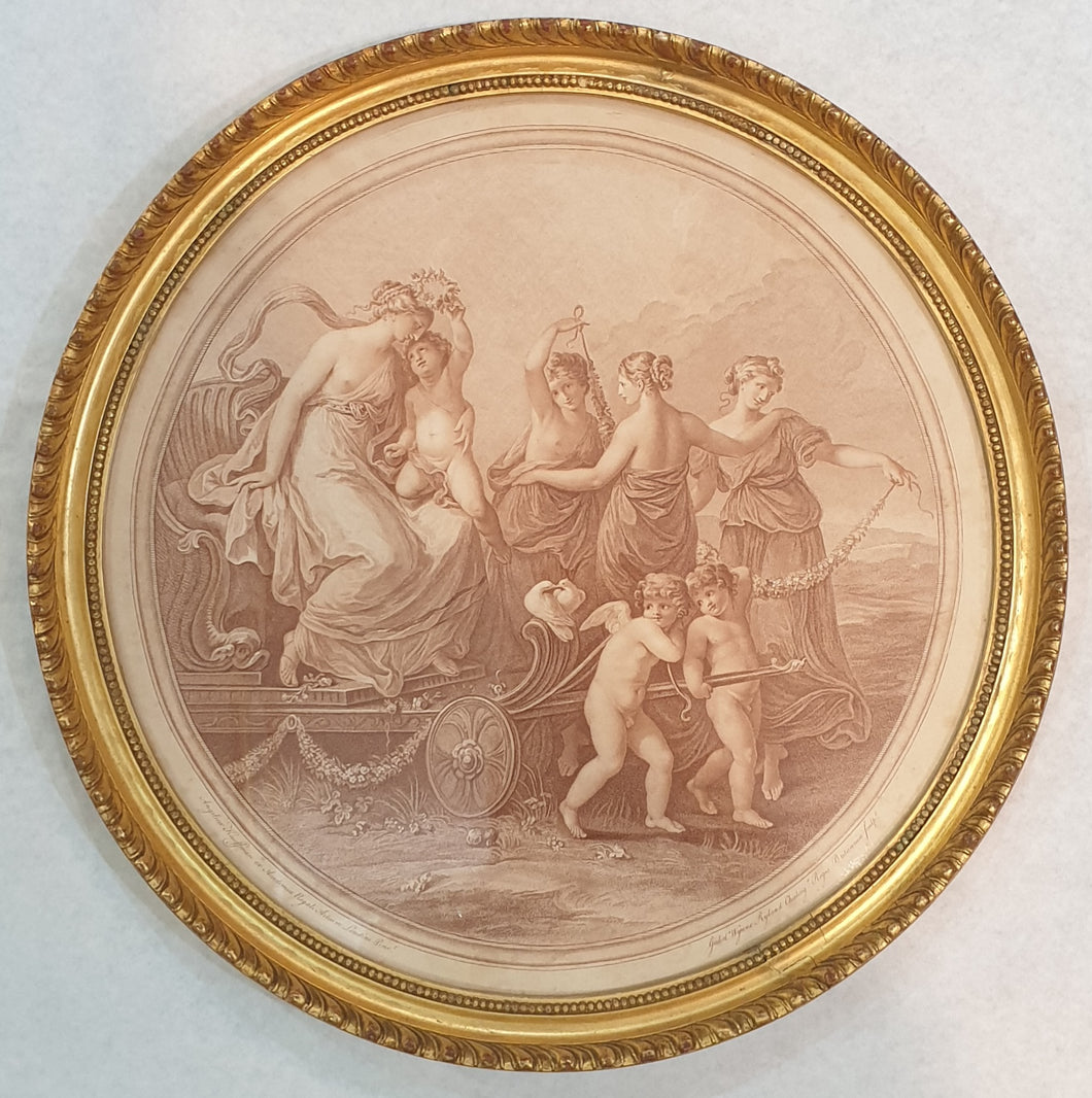 Angelica Kauffman R.A. Venus Triumphant Sanguine Stipple Engraving By WW Ryland 1778