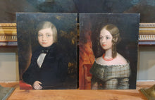 Load image into Gallery viewer, Siblings A Pair Of Early Victorian Small Oil Portraits Of Children Circa.1840
