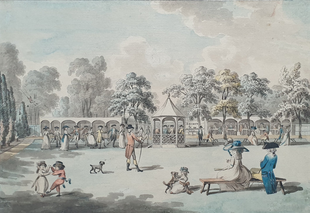 George Keate 18th.Century Landscape Watercolour A View Of Ranelagh Gardens Margate Kent Circa.1770