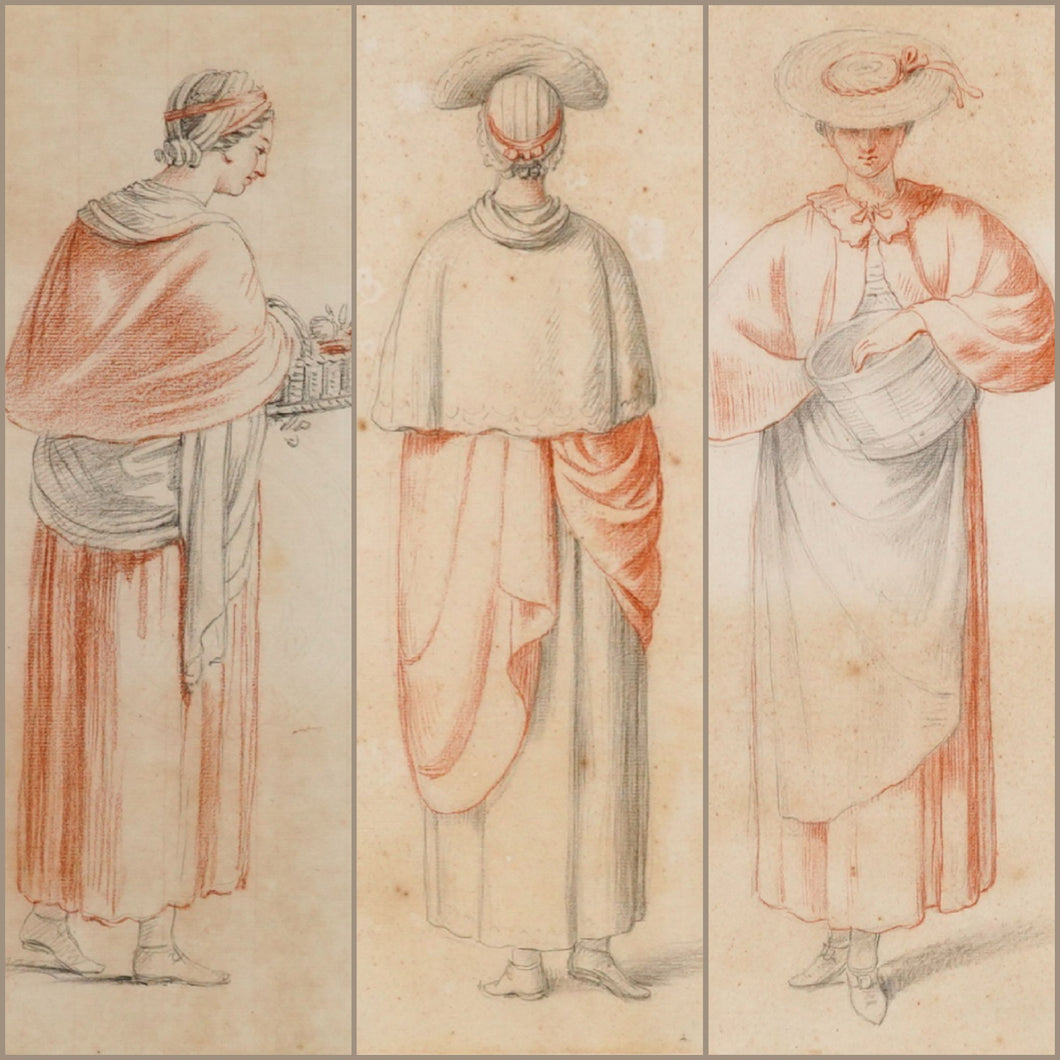 Mary Hoare A Group Of Three Red Chalk Figure Studies Circa.1780